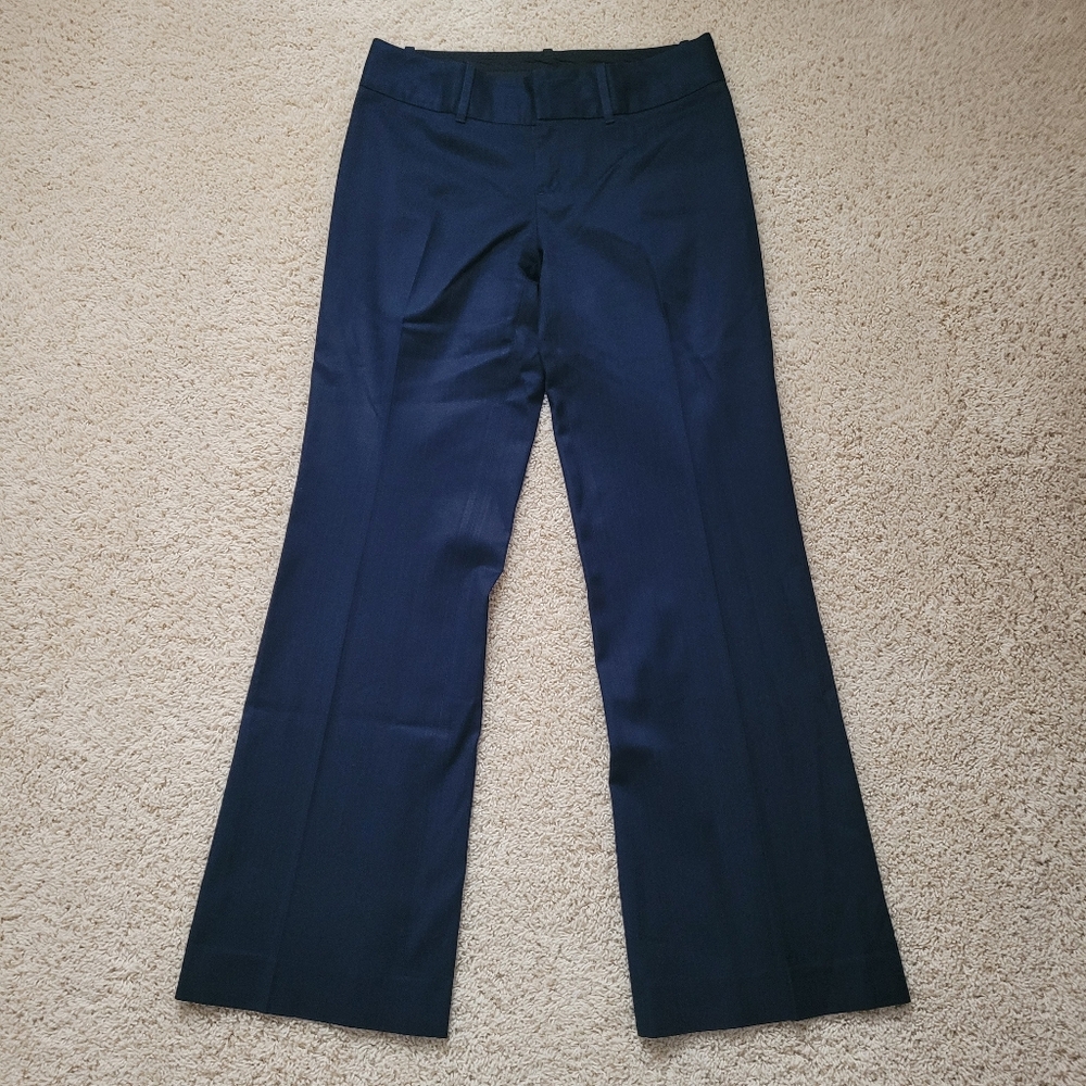 Banana Republic Jackson Fit Trouser 4 Curvy Straight Leg Navy Blue Career Pants